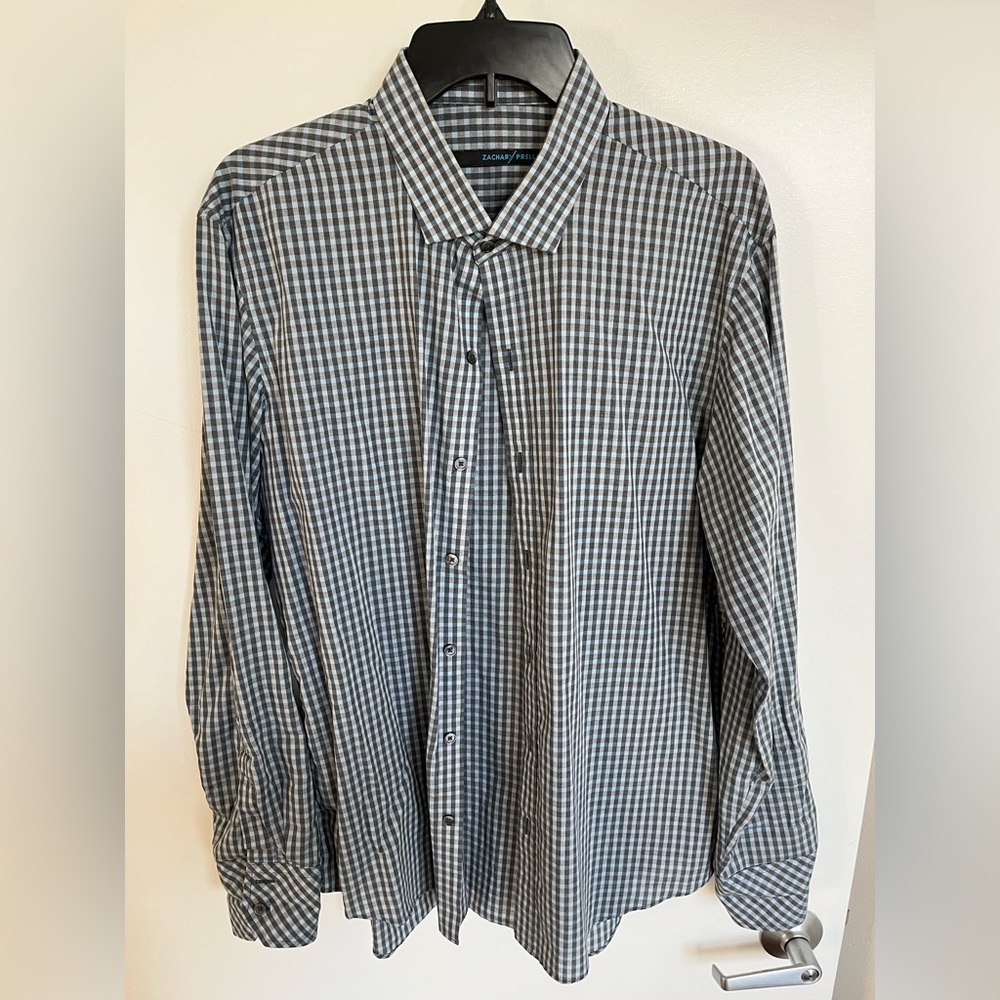 Zachary Prell button down shirt size large blue and grey